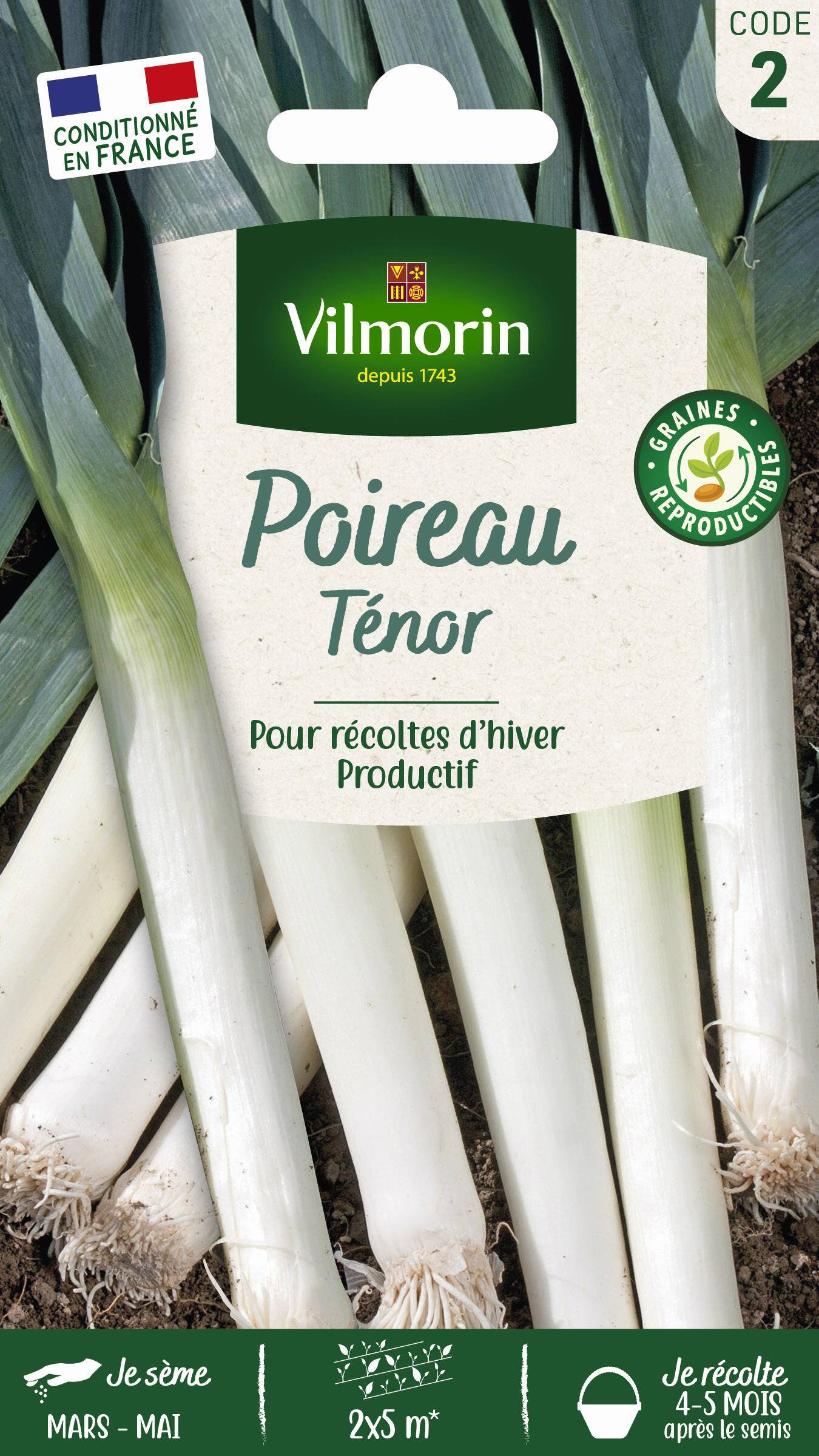 Vilmorin - Poireau Ténor création série 2 sachet graines 4 g - Vilmorin