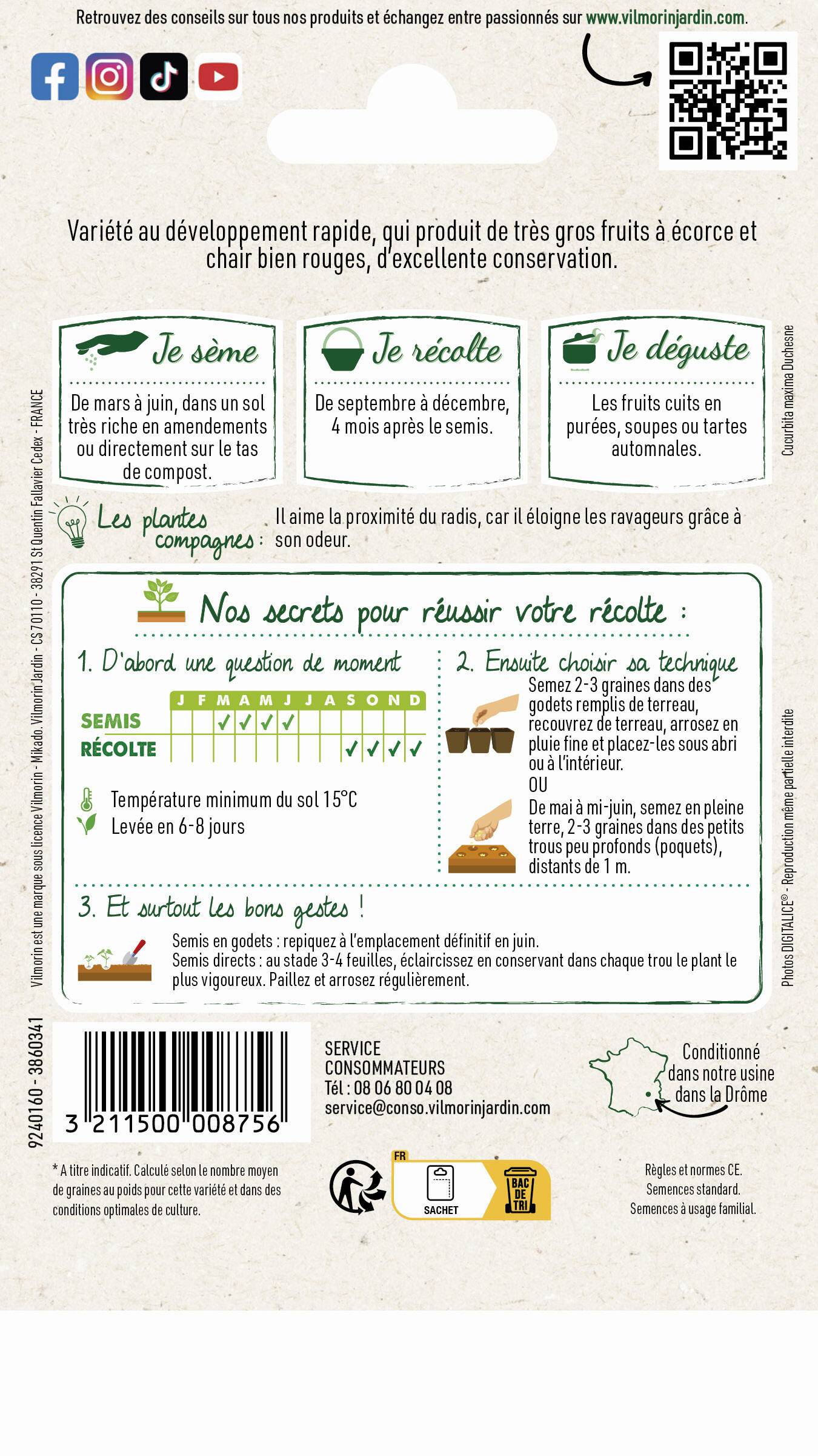Vilmorin - Potiron rouge vif d'Etampes série 1 sachet graines 6 g - Vilmorin - Image 4