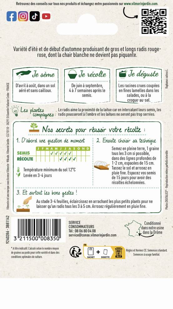 Vilmorin - Radis rond écarlate géant de Wurzbourg série 2 sachet graines 6 g - Vilmorin - Image 3