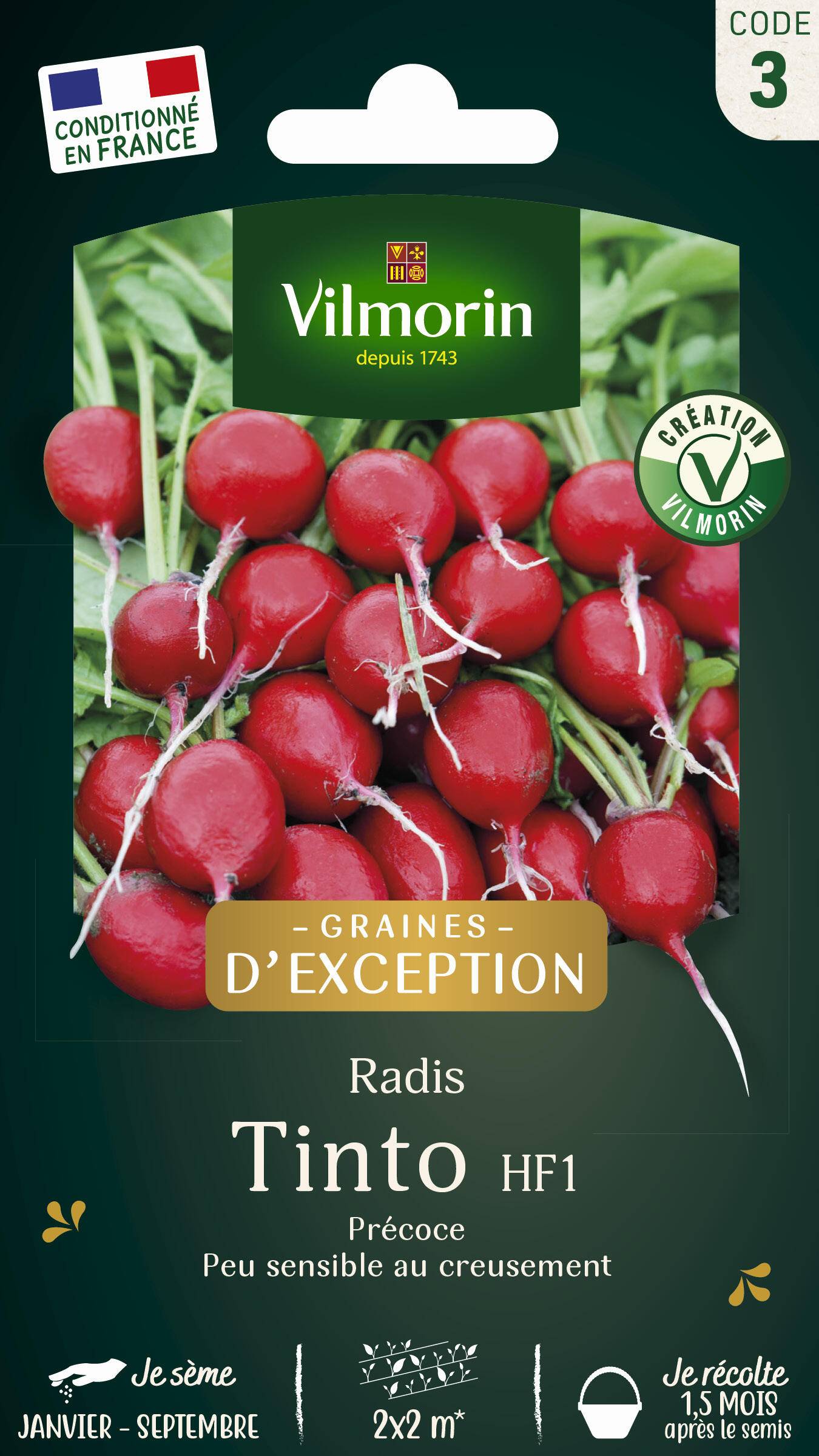 Vilmorin - Radis Tinto hf1 création série 3 sachet graines 6 g - Vilmorin - Image 1
