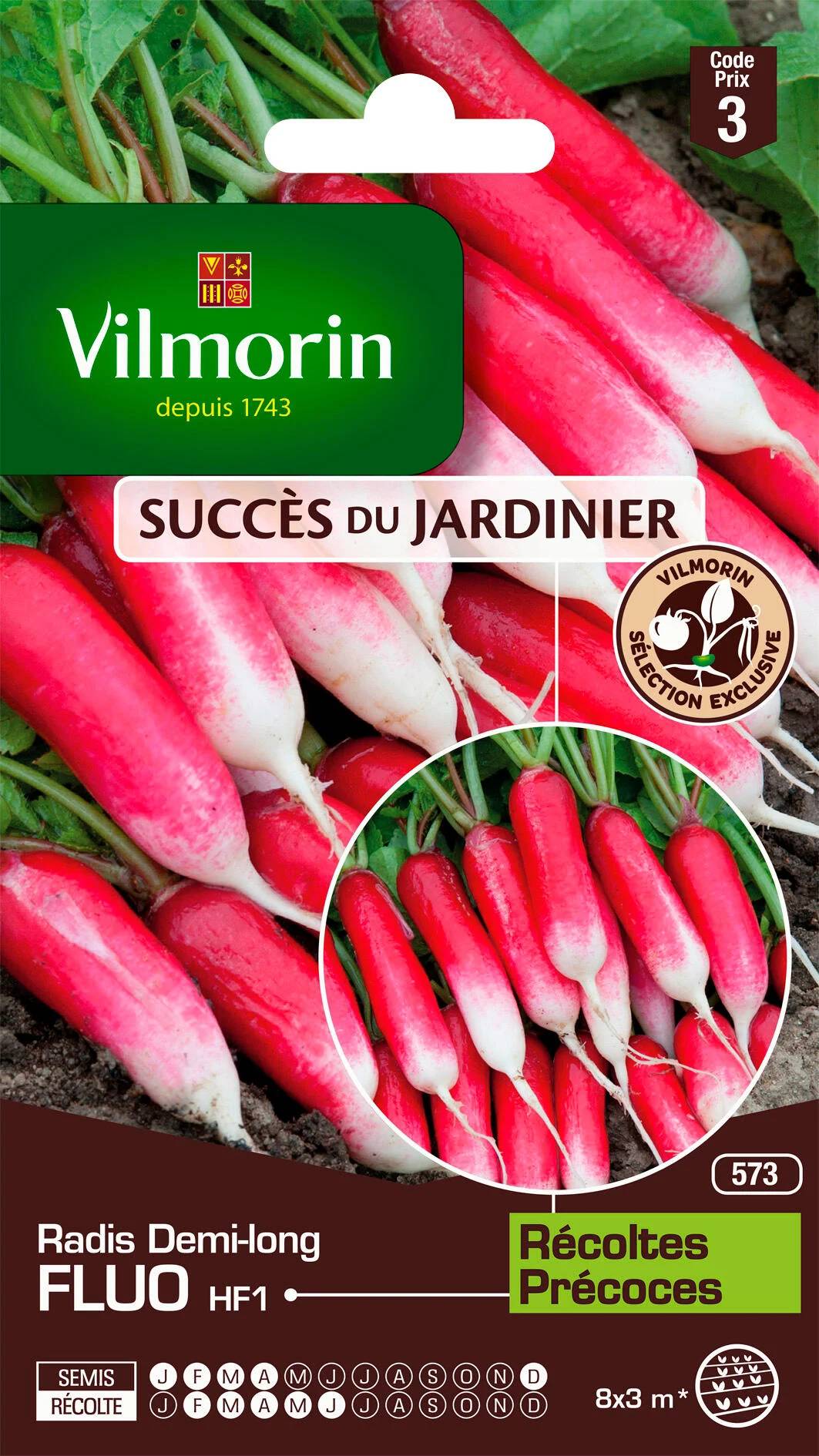 Vilmorin - Radis Fluo hf1 création série 3 sachet graines 6 g - Vilmorin - Image 1