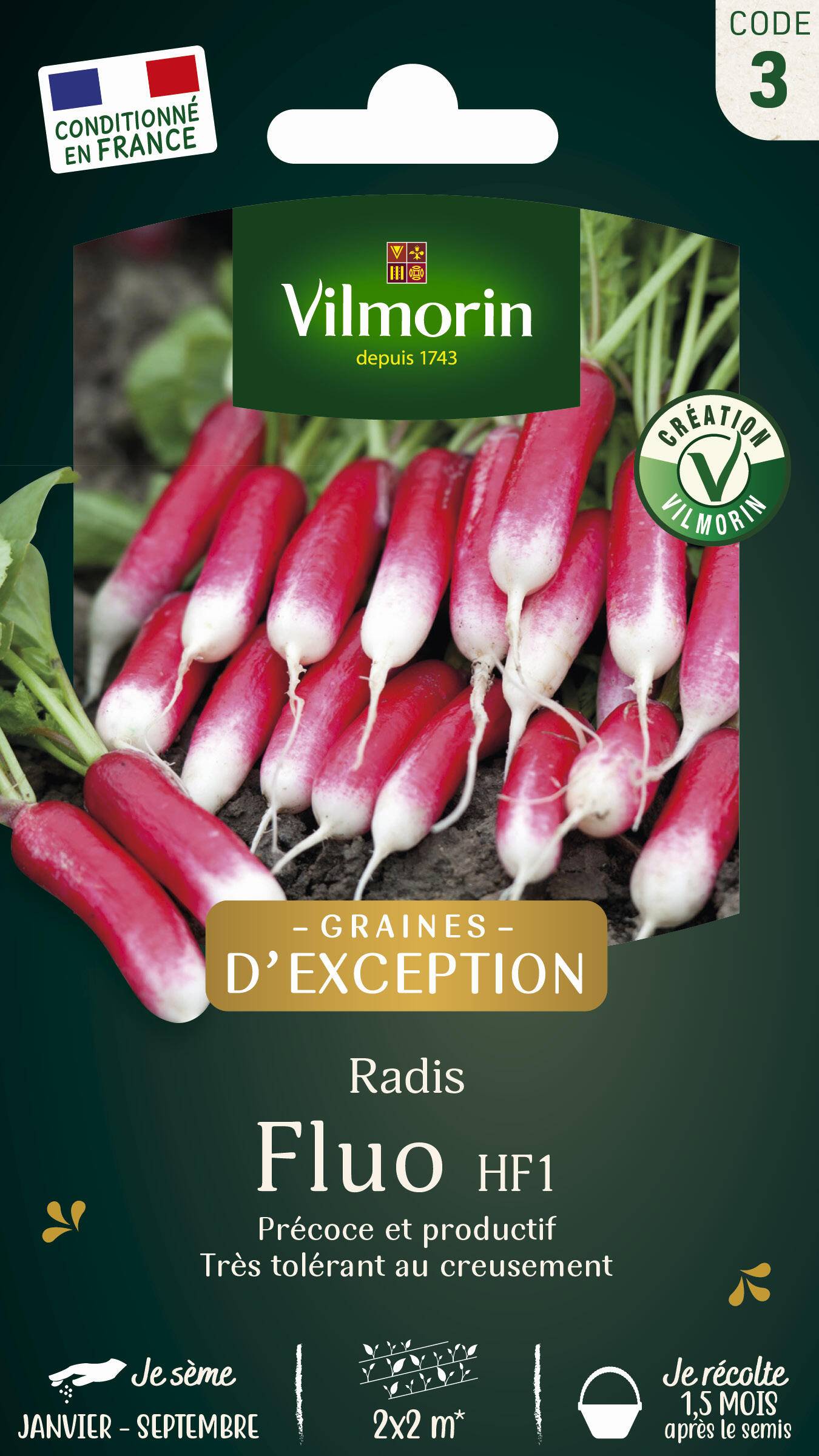 Vilmorin - Radis Fluo hf1 création série 3 sachet graines 6 g - Vilmorin - Image 2