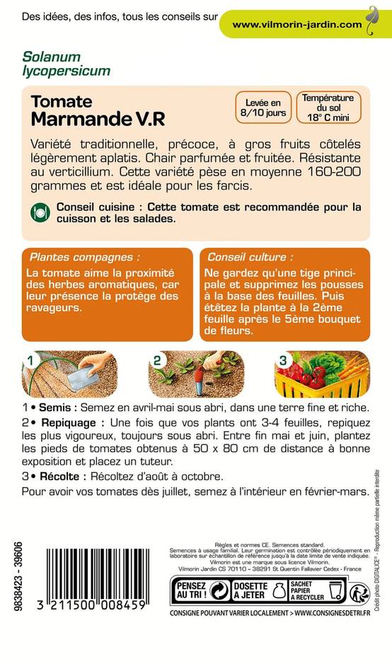 Vilmorin - Tomate Marmande série 1 sachet graines 1,5 g - Vilmorin - Image 1