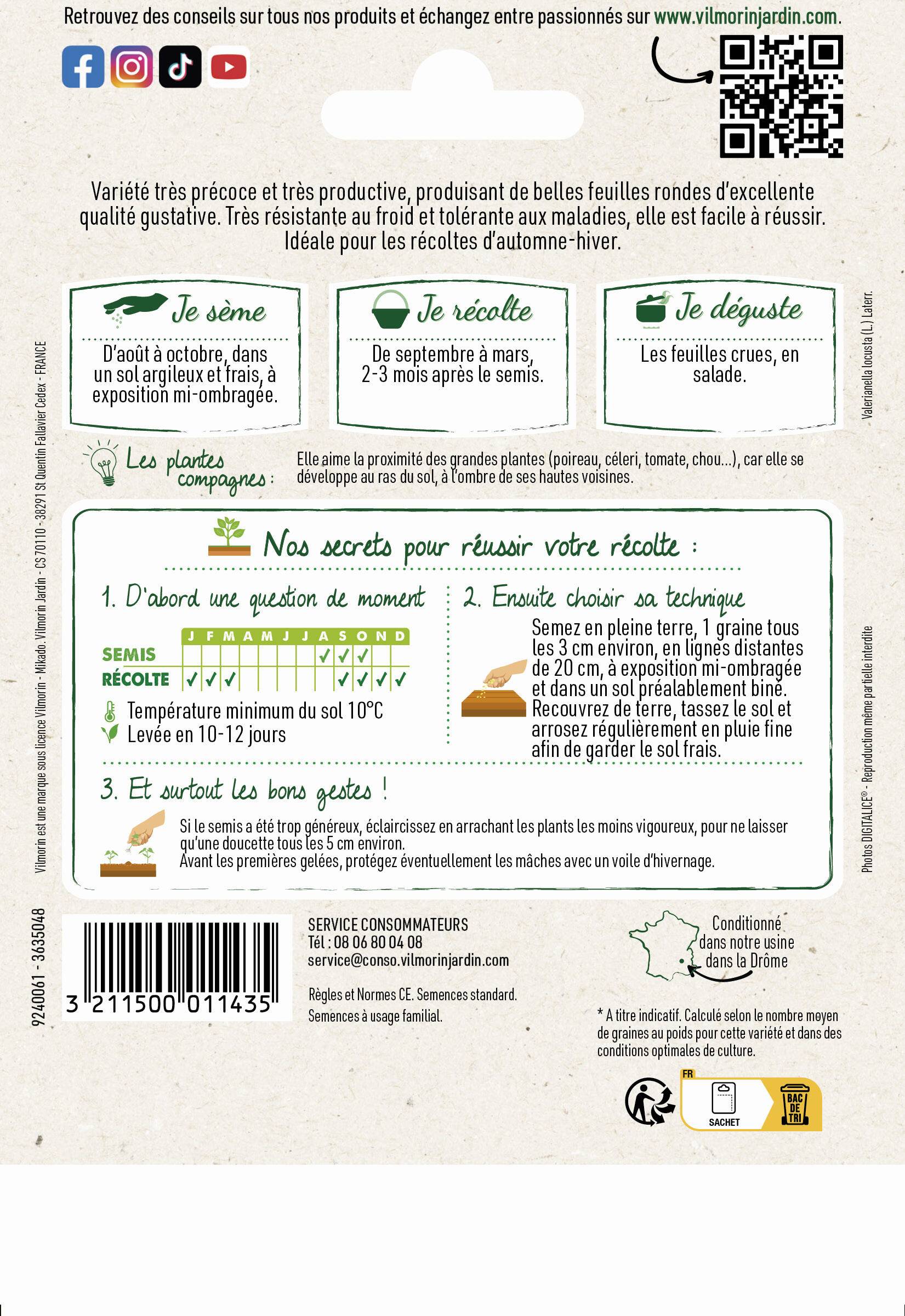 Vilmorin - Mâche vit grand jardin série 4 sachet graines 10 g - Vilmorin - Image 3