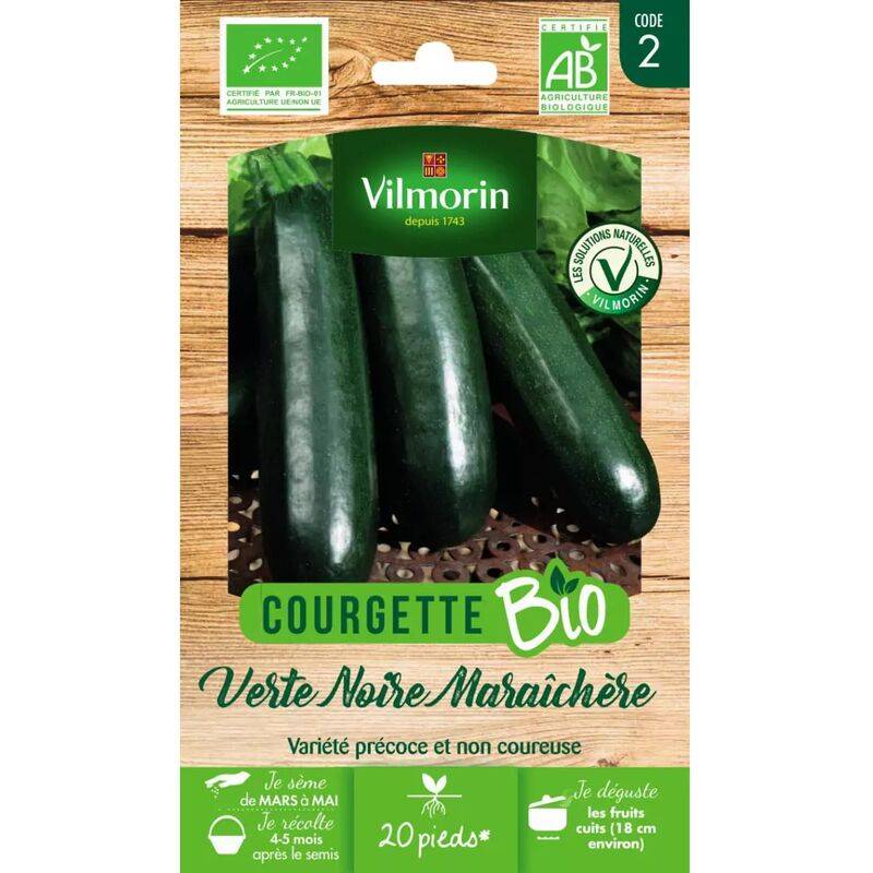 Vilmorin - Courgette verte noire maraichère Bio série 2 sachet graines 4 g - Vilmorin - Image 2