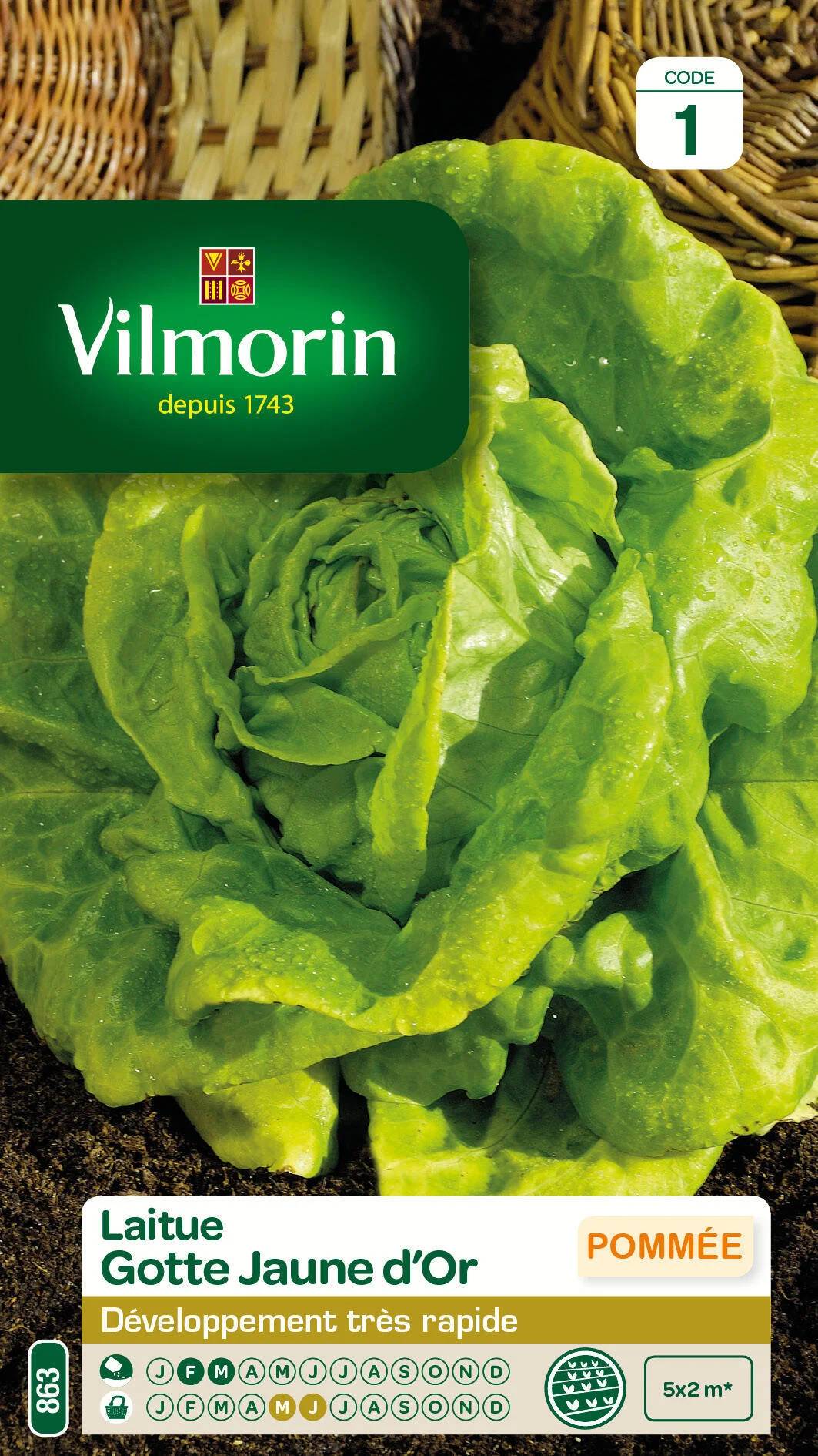 Vilmorin - Laitue romaine Gotte jaune d'or gotte dorée série 1 sachet graines 4 g - Vilmorin - Image 1