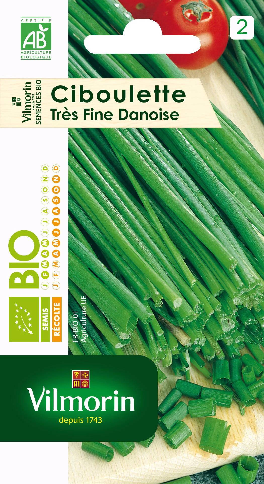 Vilmorin - Ciboulette très fine danoise Bio série 2 sachet graines 1,5 g - Vilmorin