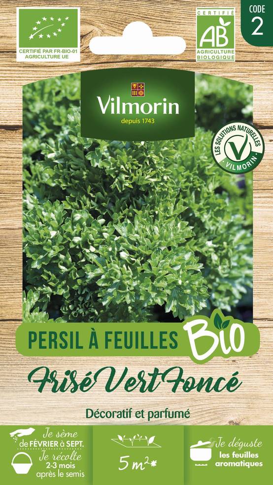 Vilmorin - Persil à feuilles frisé vert foncé Bio série 2 sachet graines 5 g - Vilmorin - Image 2