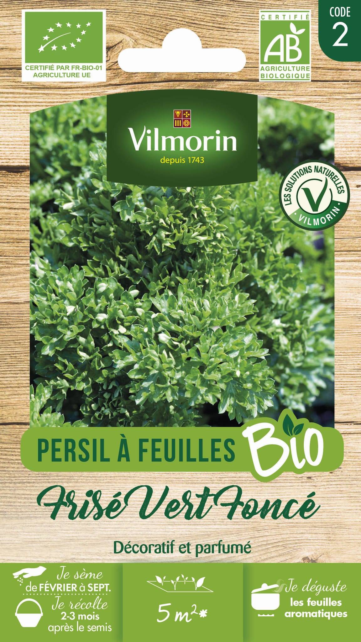 Vilmorin - Persil à feuilles frisé vert foncé Bio série 2 sachet graines 5 g - Vilmorin - Image 2
