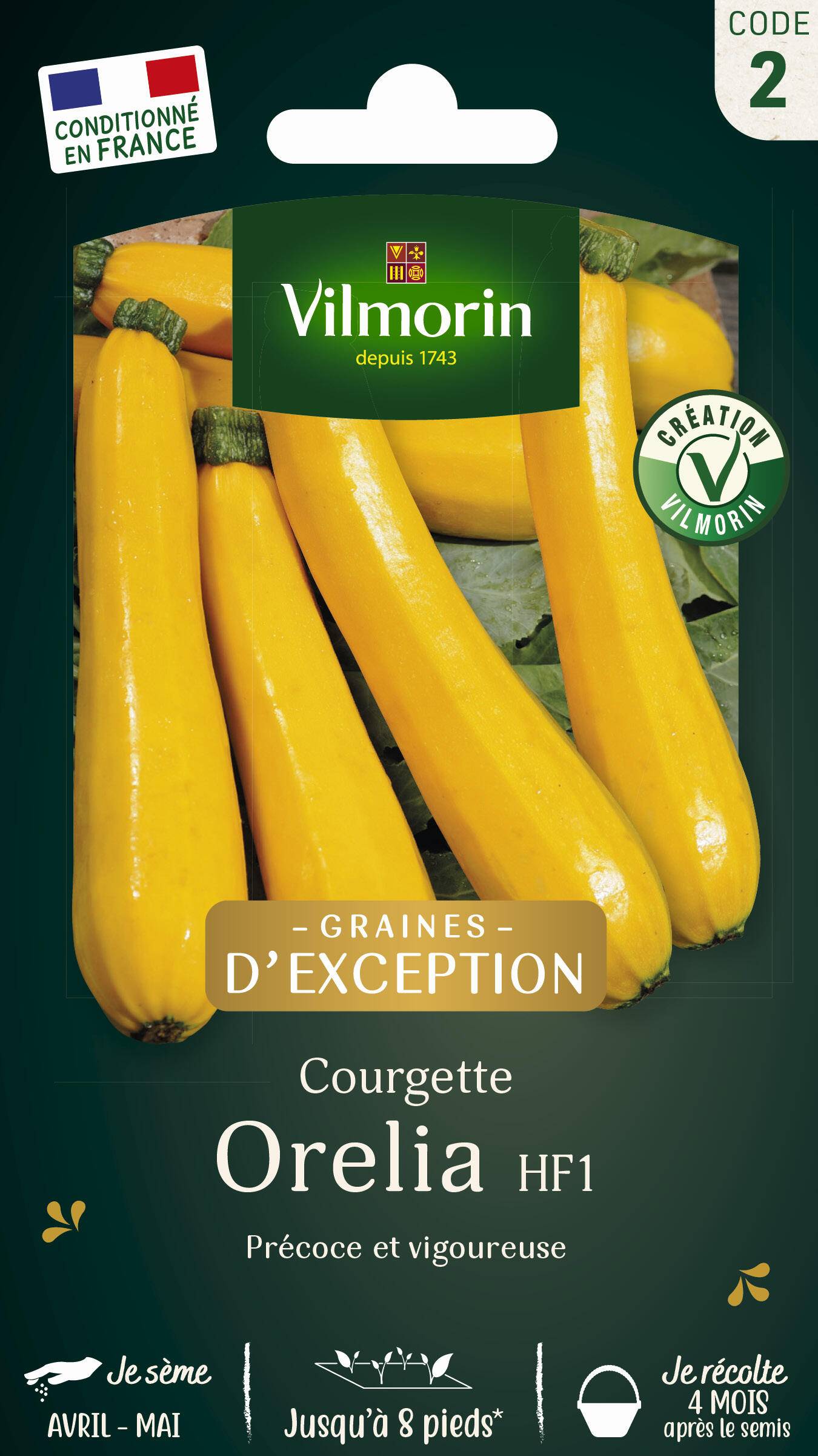 Vilmorin - Courgette orelia hf1 peau jaune série 2 sachet graines 2 g - Vilmorin - Image 1