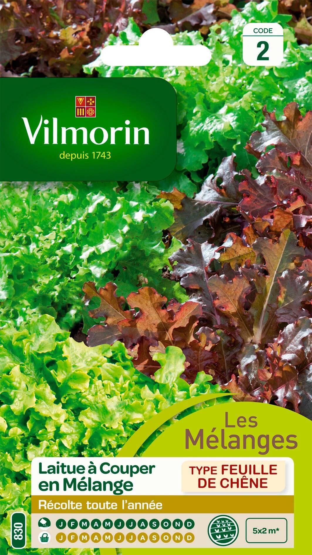 Vilmorin - Laitue à couper en mélange bowl verte et rouge série 2 sachet graines 4 g - Vilmorin - Image 1