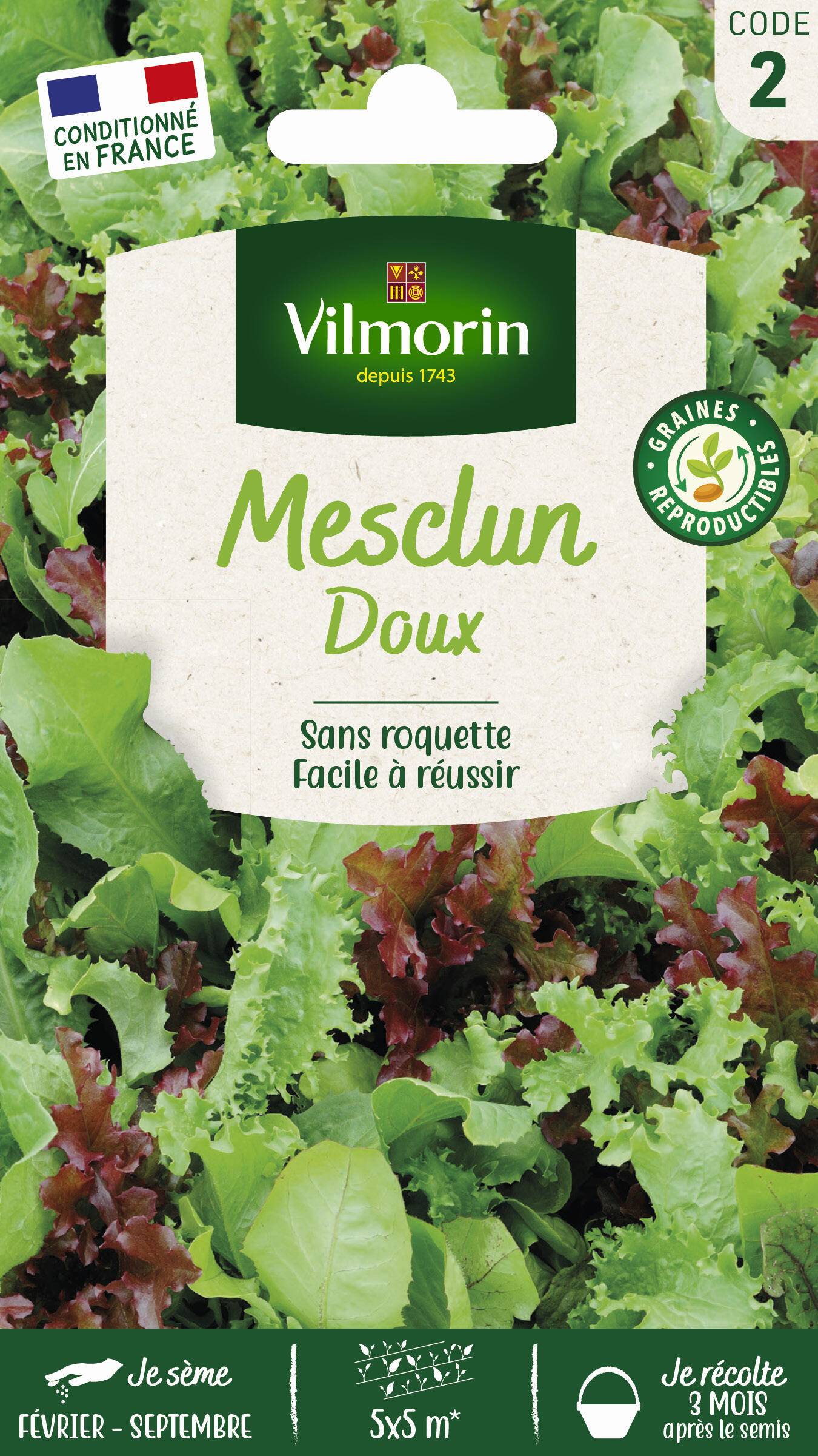 Vilmorin - Mesclun doux sans roquette série 2 sachet graines 7,5 g - Vilmorin - Image 1
