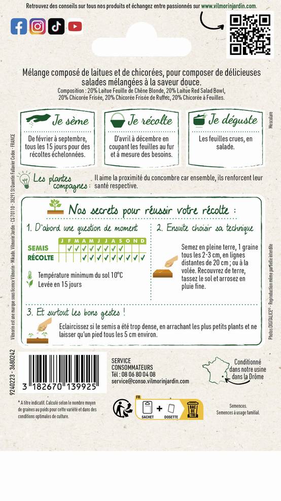 Vilmorin - Mesclun doux sans roquette série 2 sachet graines 7,5 g - Vilmorin - Image 3