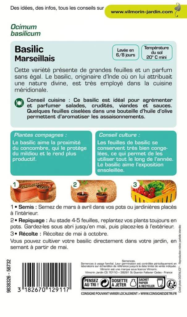 Vilmorin - Basilic marseillais série 2 sachet graines 1 g - Vilmorin - Image 4