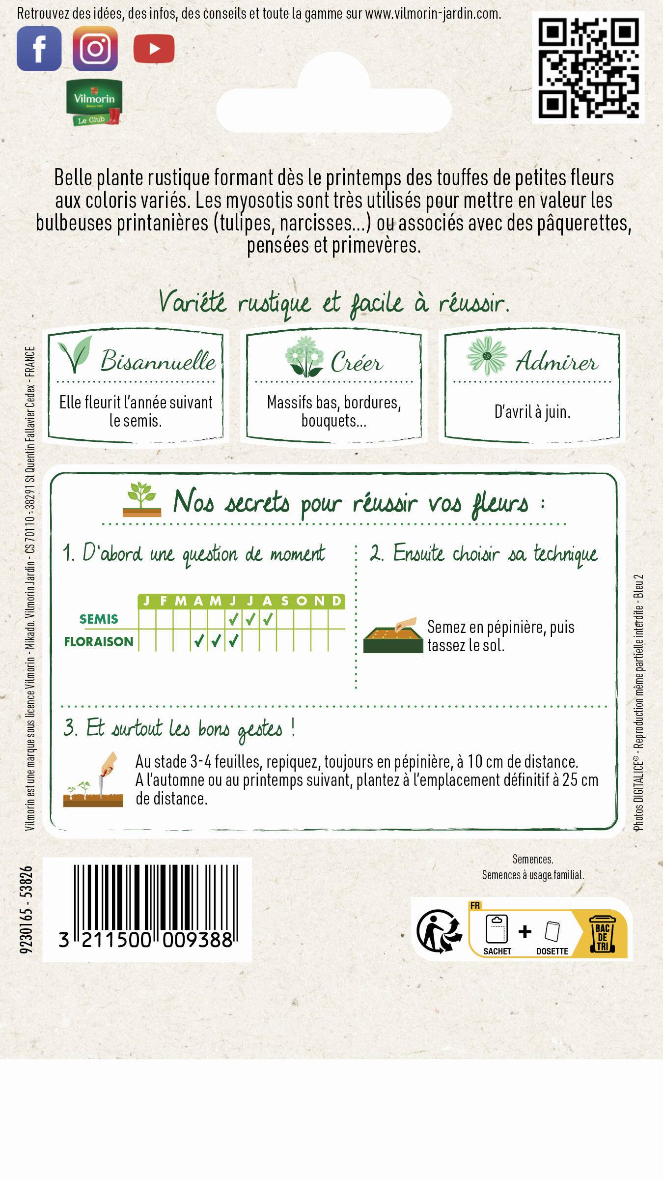 Vilmorin - Myosotis des alpes varie série 1 sachet graines 0,7 g - Vilmorin - Image 3