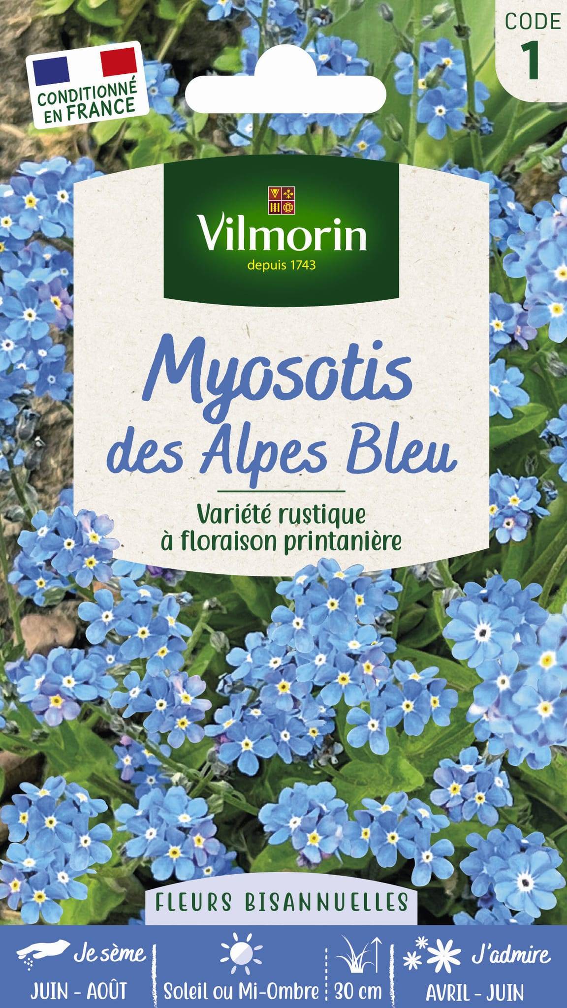 Vilmorin - Myosotis des alpes bleu série 1 sachet graines 0,7 g - Vilmorin - Image 1