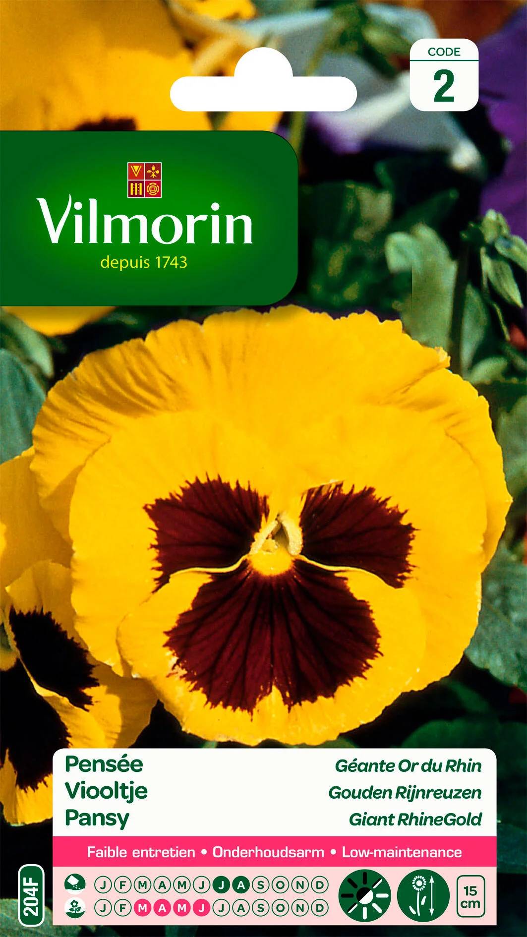 Vilmorin - Pensée géante or du Rhin jaune macule série 2 sachet graines 0,4 g - Vilmorin - Image 2