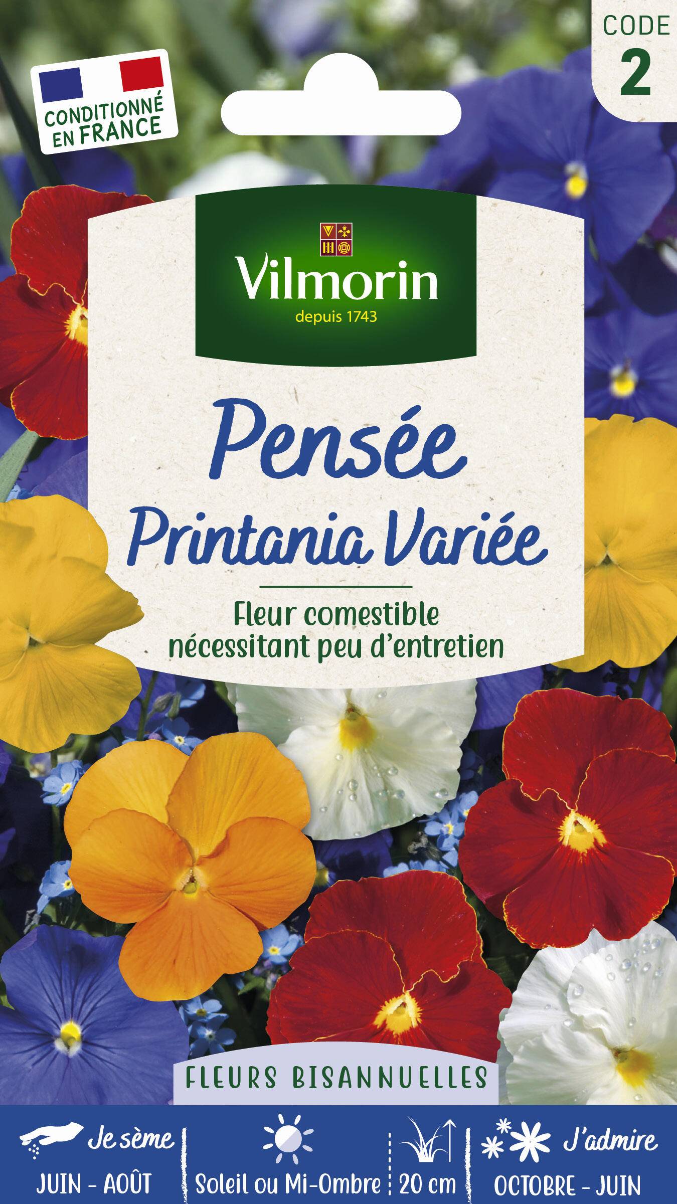 Vilmorin - Pensée printania variée série 2 sachet graines 0,4 g - Vilmorin - Image 1
