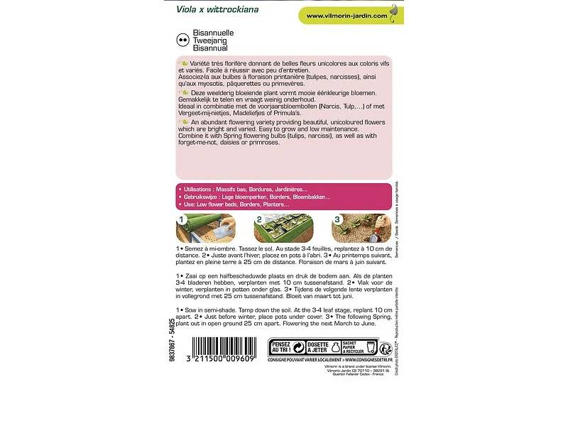 Vilmorin - Pensée printania variée série 2 sachet graines 0,4 g - Vilmorin - Image 7