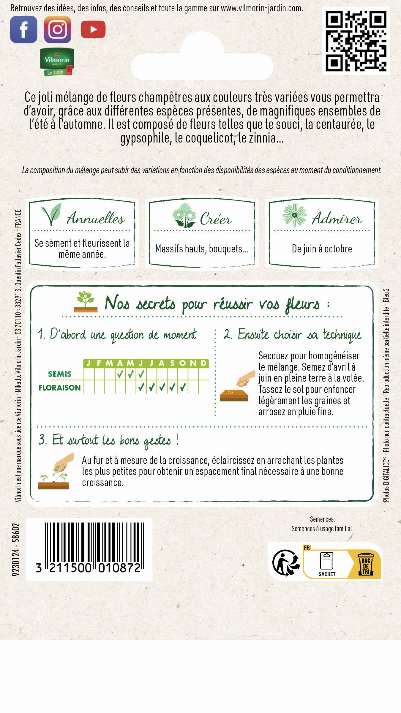 Vilmorin - Fleurs pour bouquets champêtres série 2 sachet graines 5 g - Vilmorin - Image 3