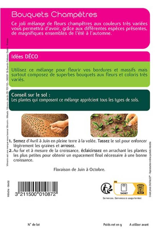 Vilmorin - Fleurs pour bouquets champêtres série 2 sachet graines 5 g - Vilmorin - Image 5