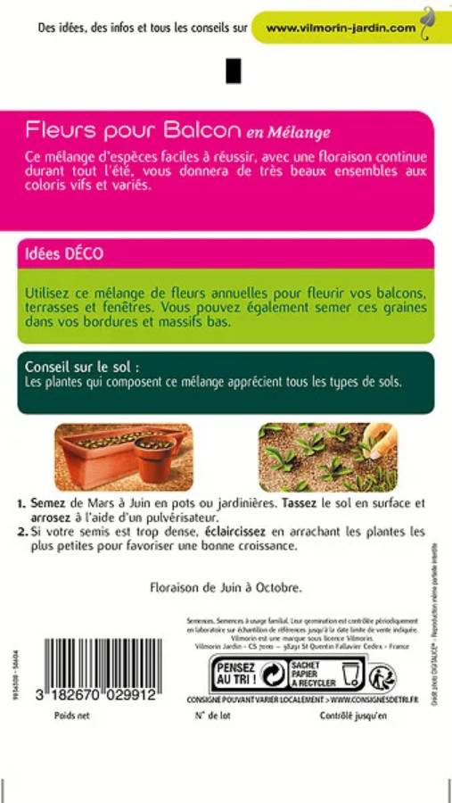 Vilmorin - Fleurs annuelles pour balcons série 3 sachet graines 5 g - Vilmorin - Image 8