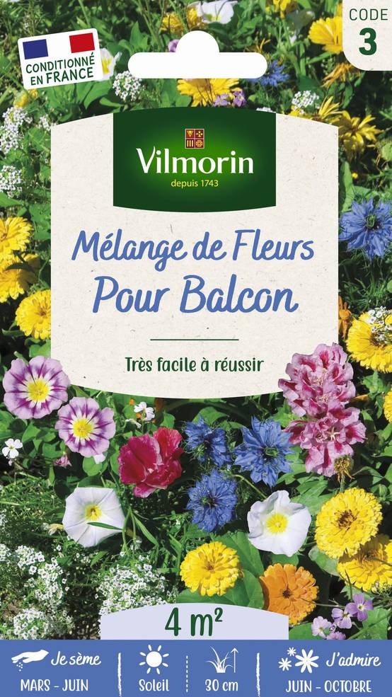 Vilmorin - Fleurs annuelles pour balcons série 3 sachet graines 5 g - Vilmorin - Image 1