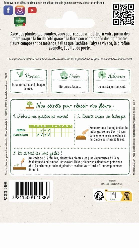 Vilmorin - Fleurs vivaces pour rocaille série 3 sachet graines 5 g - Vilmorin - Image 6