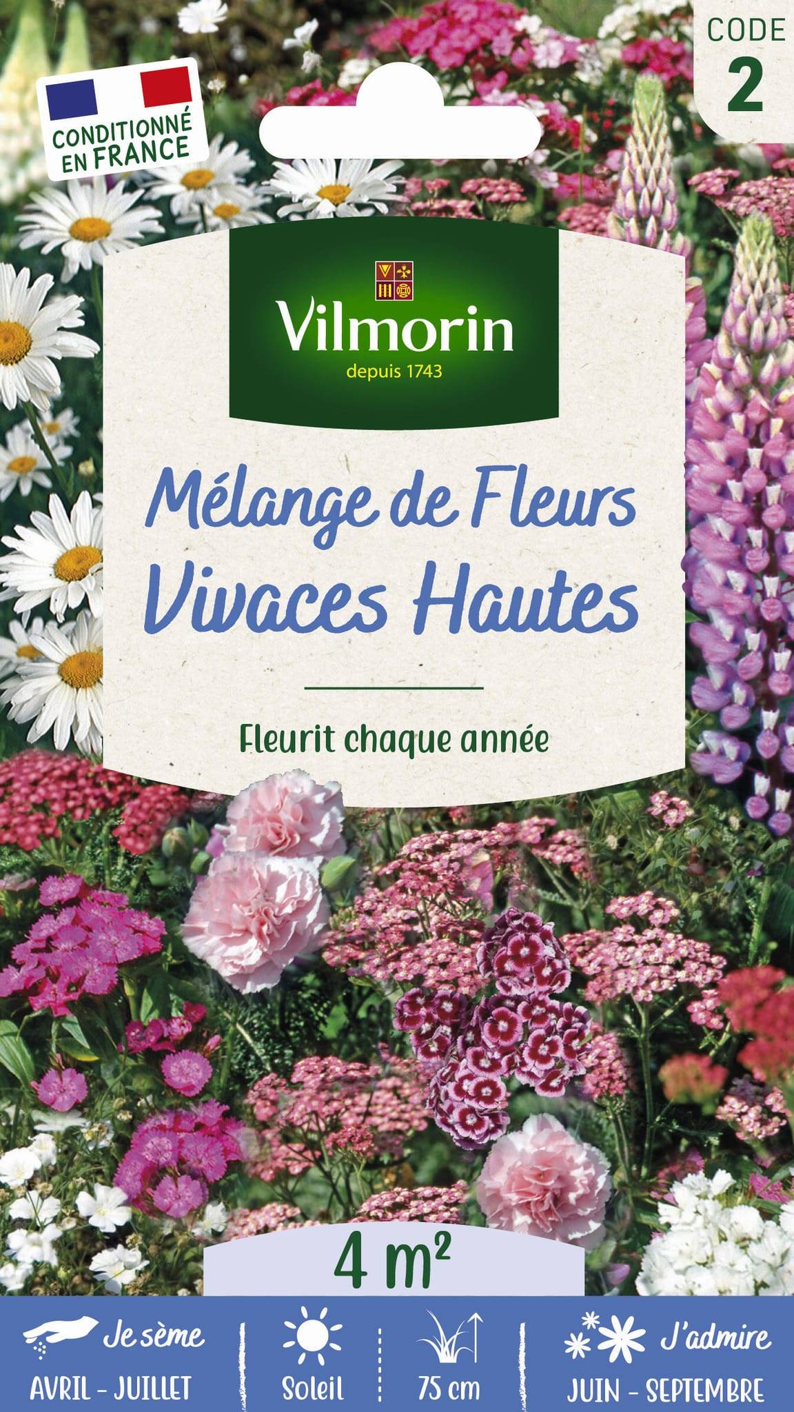 Vilmorin - Fleurs vivaces hautes série 2 sachet graines 4 g - Vilmorin