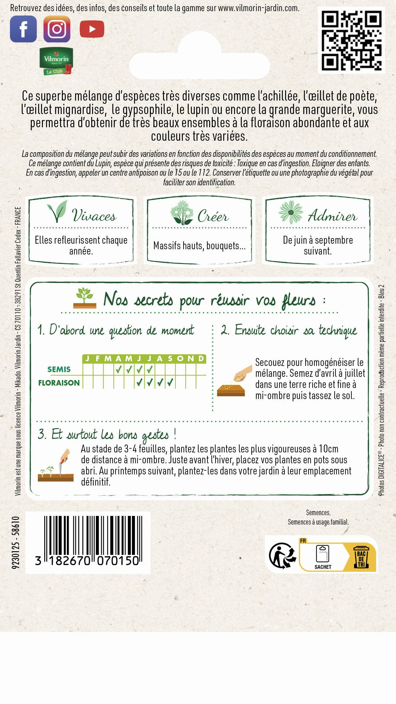 Vilmorin - Fleurs vivaces hautes série 2 sachet graines 4 g - Vilmorin - Image 3