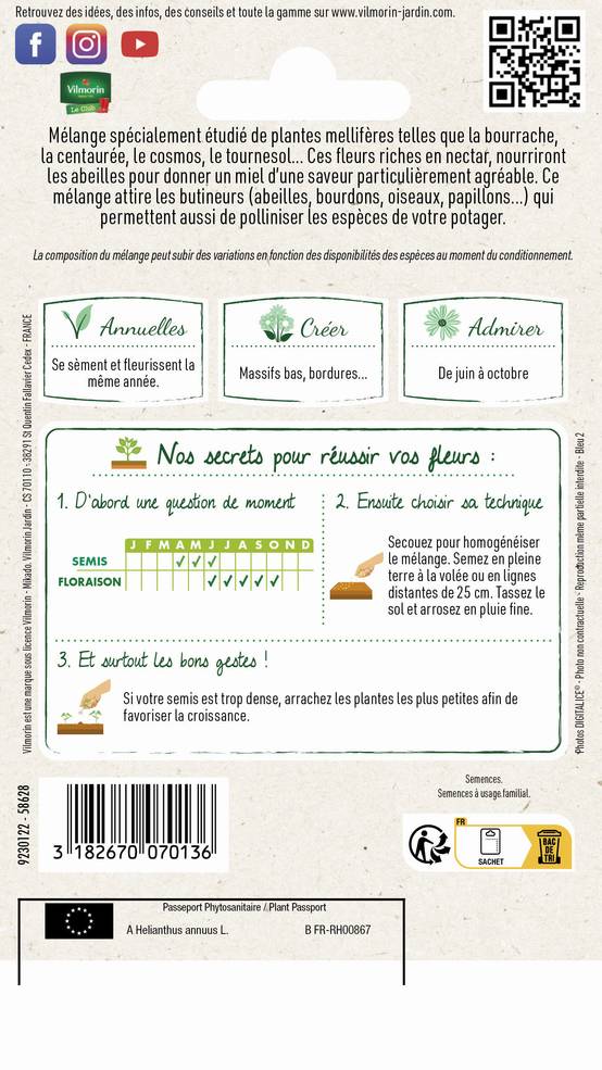 Vilmorin - Fleurs mellifères série 2 sachet graines 3 g - Vilmorin - Image 2