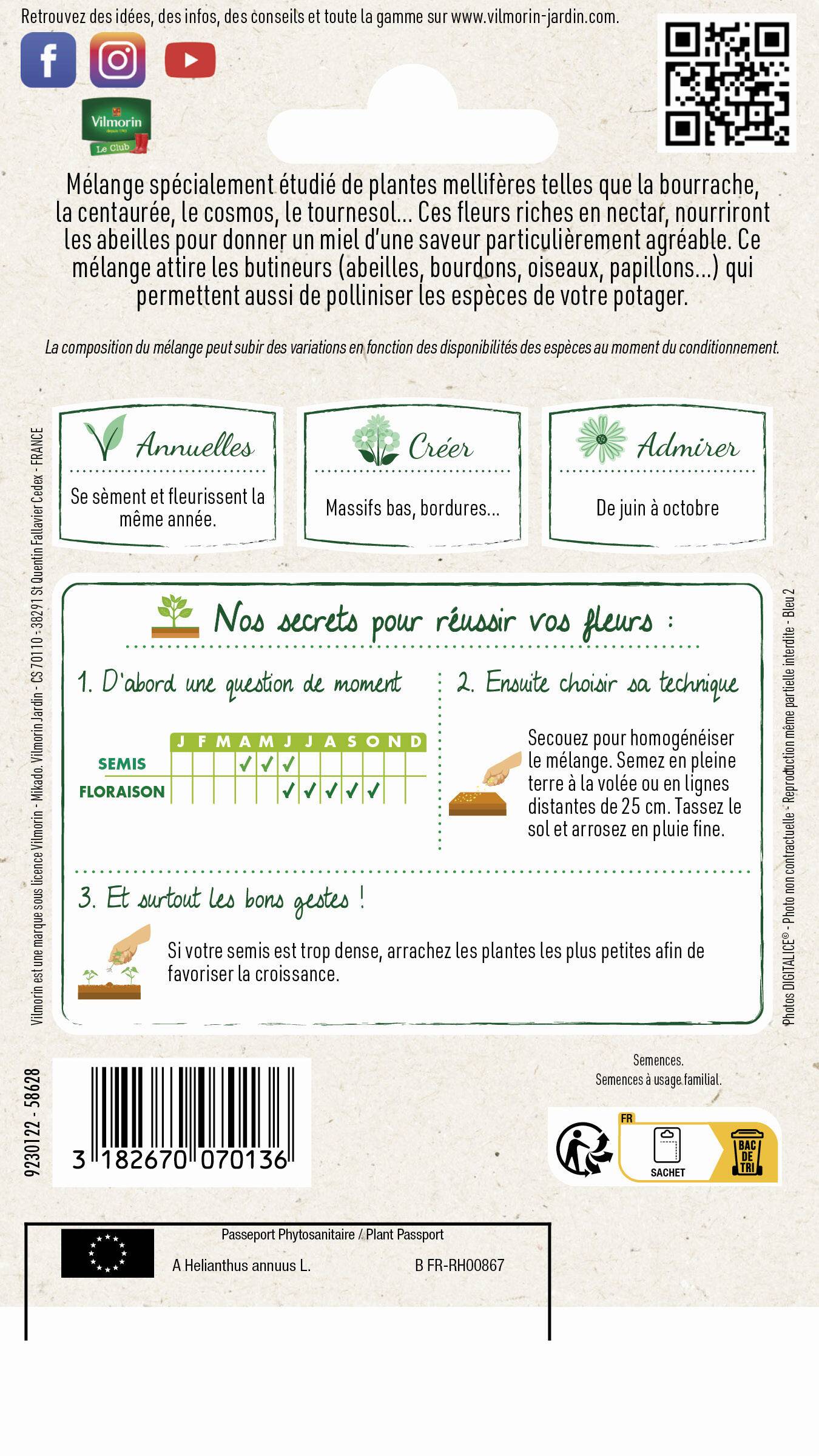 Vilmorin - Fleurs mellifères série 2 sachet graines 3 g - Vilmorin - Image 3