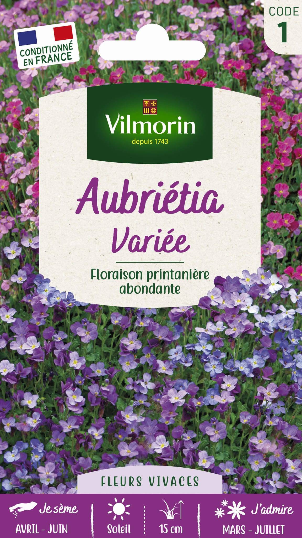 Vilmorin - Aubriétia varie série 1 sachet graines 0,3 g - Vilmorin - Image 1