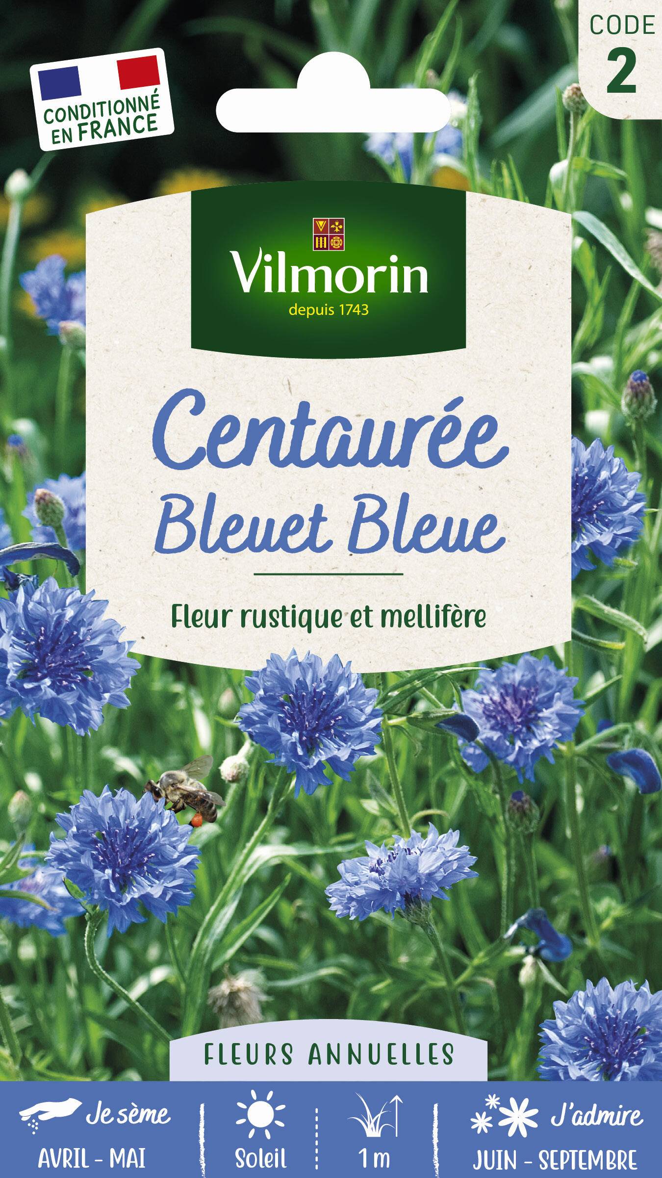 Vilmorin - Centaurée bleuet double bleue série 2 sachet graines 2 g - Vilmorin - Image 2
