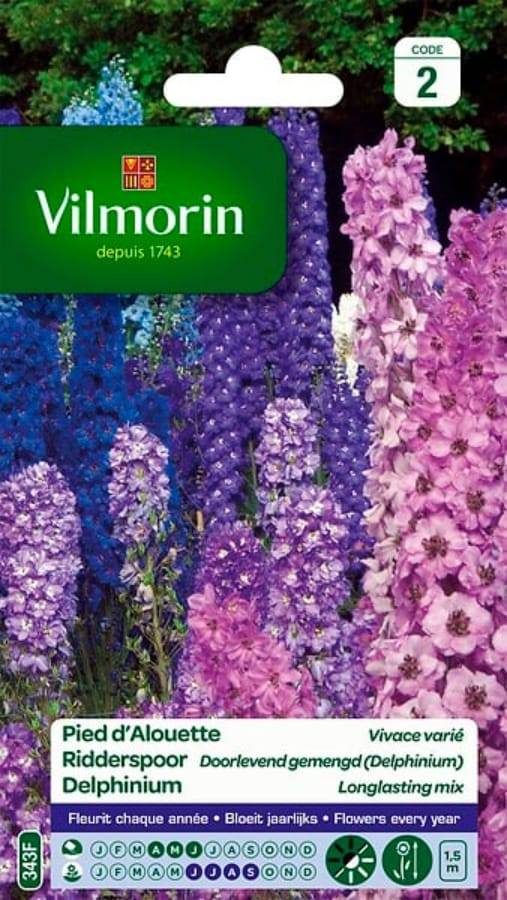 Vilmorin - Pied d alouette delphinium vivace varie série 2 sachet graines 0,5 g - Vilmorin - Image 2