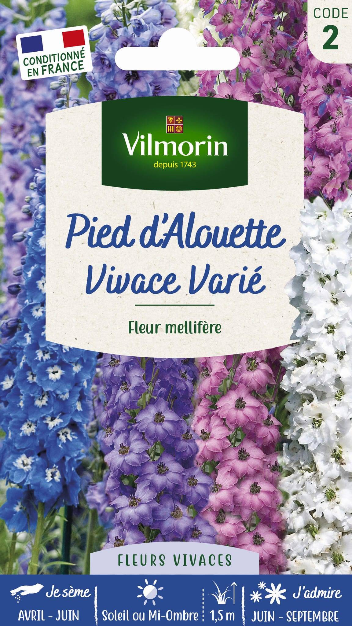 Vilmorin - Pied d alouette delphinium vivace varie série 2 sachet graines 0,5 g - Vilmorin - Image 1