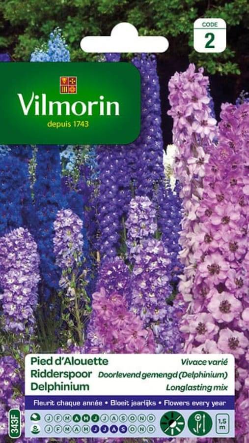 Vilmorin - Pied d alouette delphinium vivace varie série 2 sachet graines 0,5 g - Vilmorin - Image 3