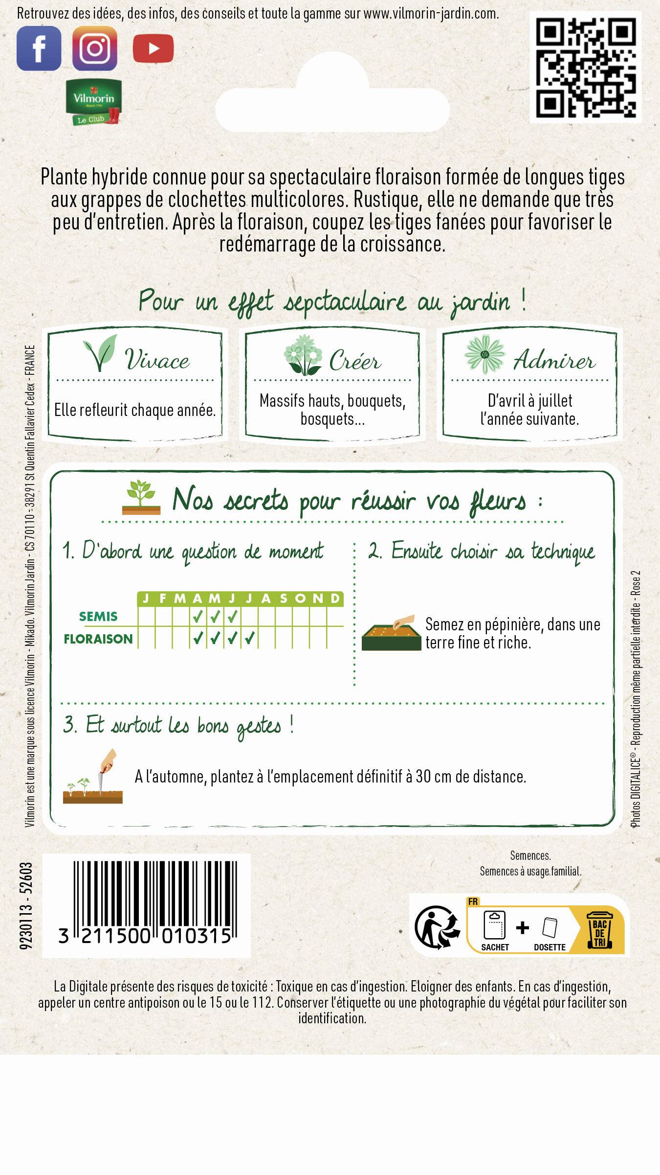 Vilmorin - Digitale variée série 2 sachet graines 0,5 g - Vilmorin - Image 3