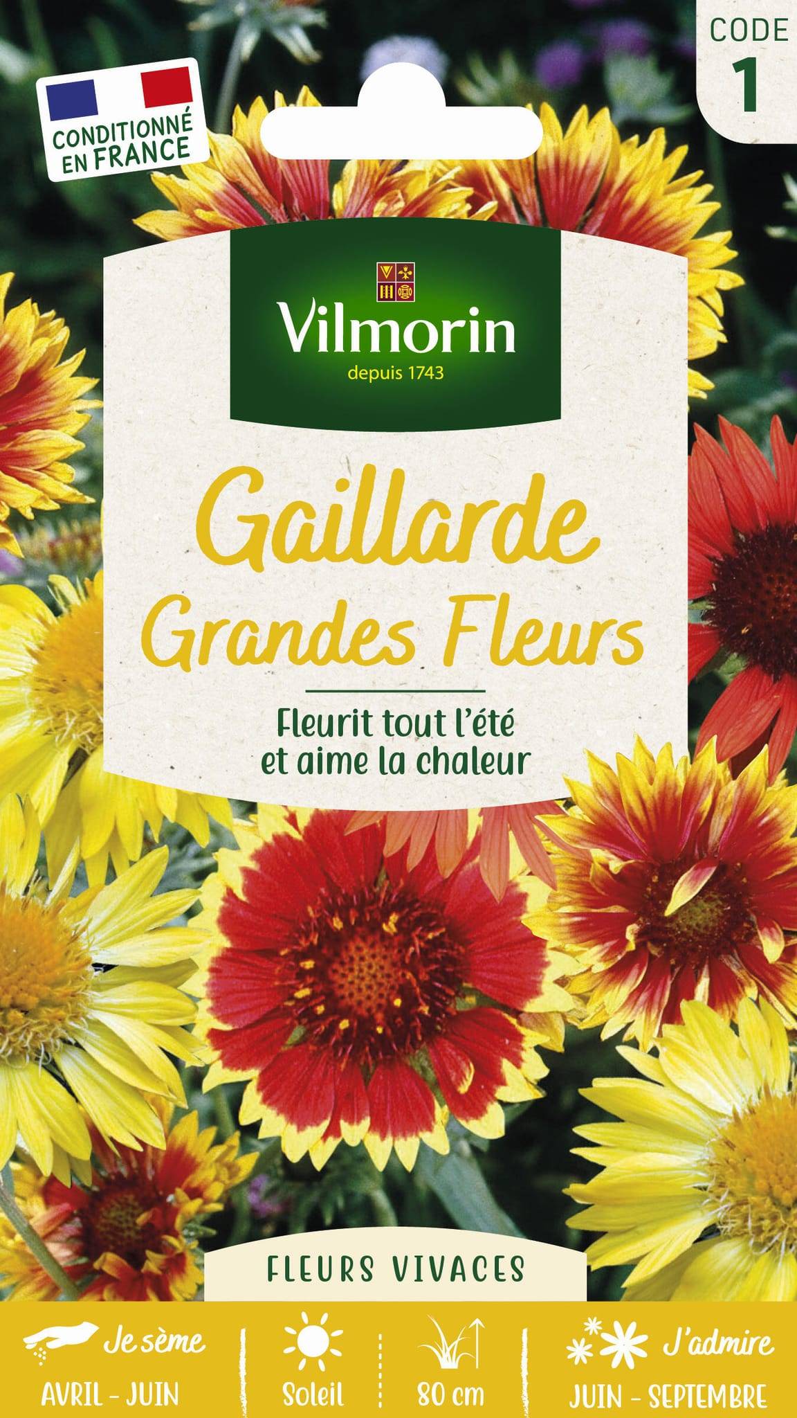 Vilmorin - Gaillarde variée a grande fleur série 1 sachet graines 1,5 g - Vilmorin - Image 1