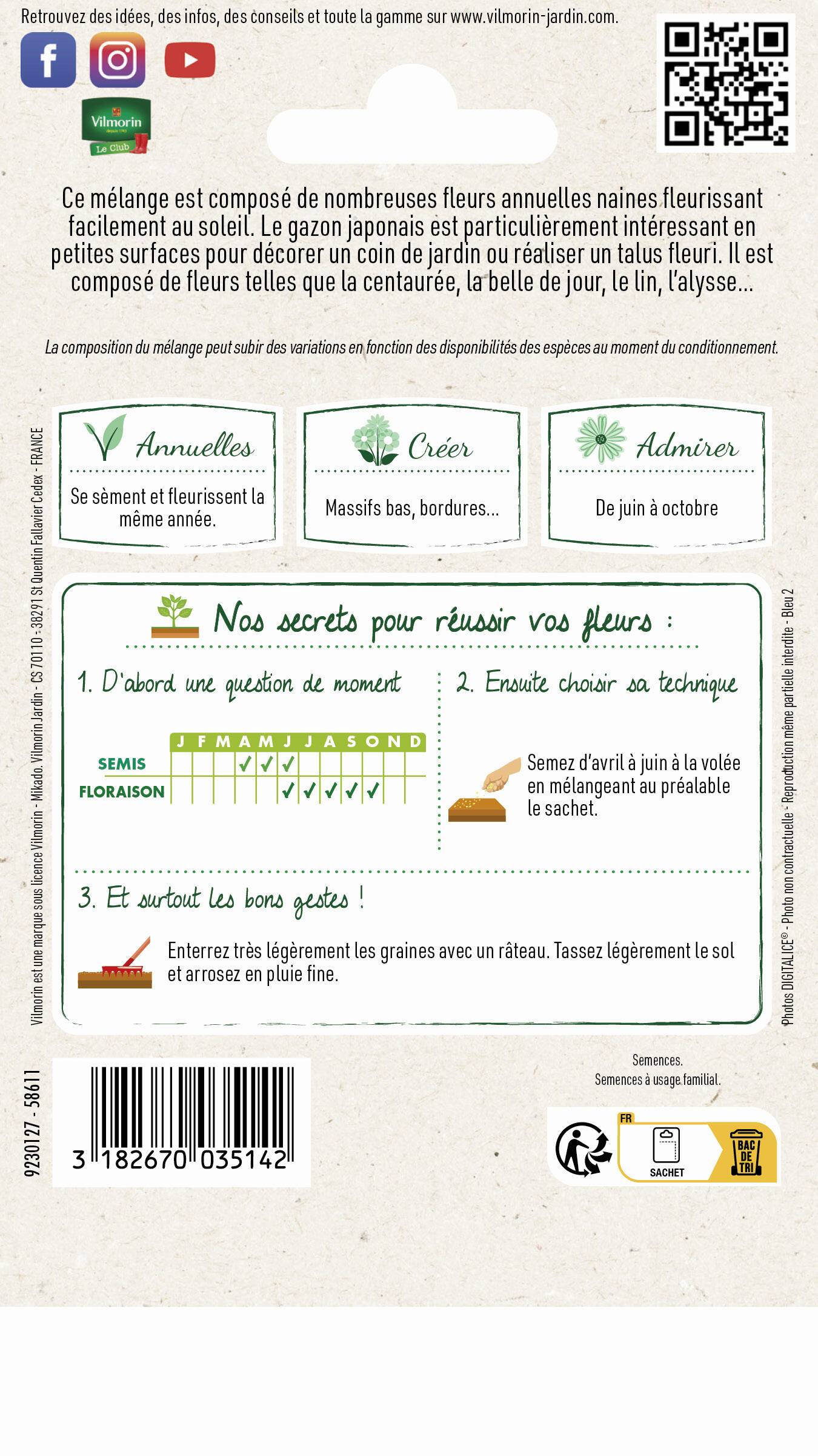 Vilmorin - Gazon japonais série 1 sachet graines 4 g - Vilmorin - Image 3