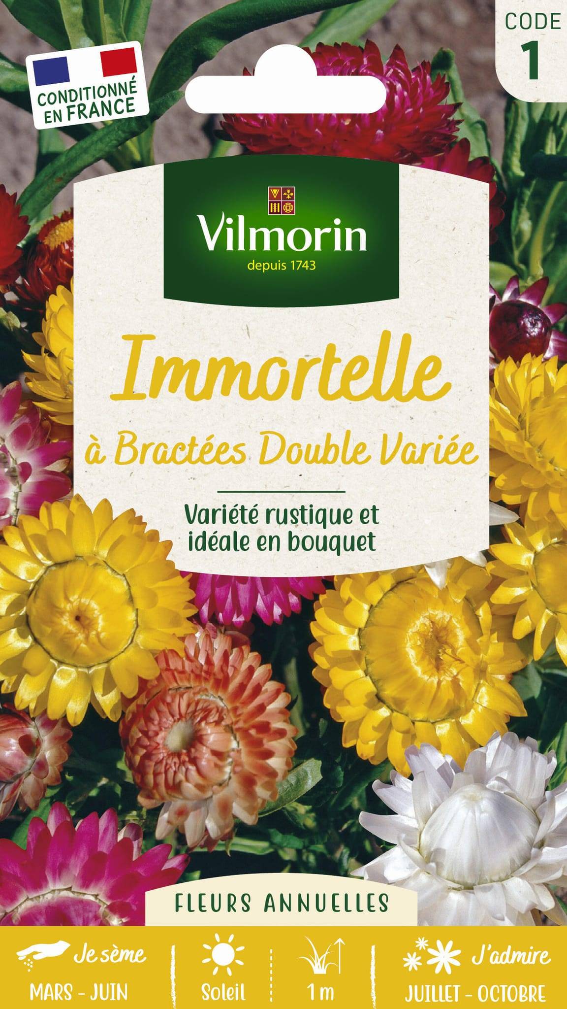 Vilmorin - Immortelle a bractées double variée série 1 sachet graines 1 g - Vilmorin - Image 1