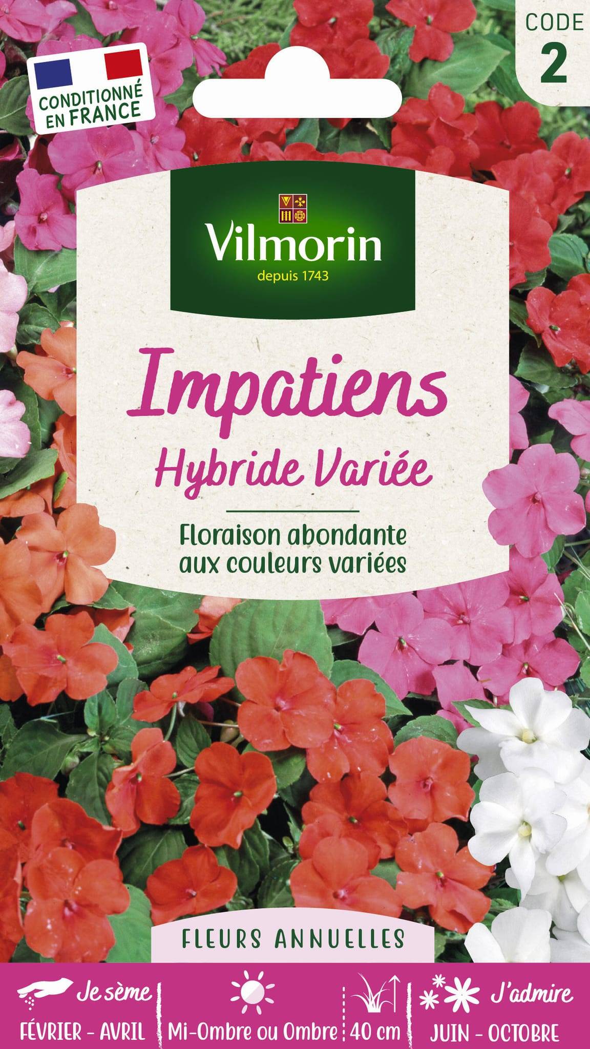 Vilmorin - Impatiens hybride variée série 2 sachet graines 0,2 g - Vilmorin - Image 1