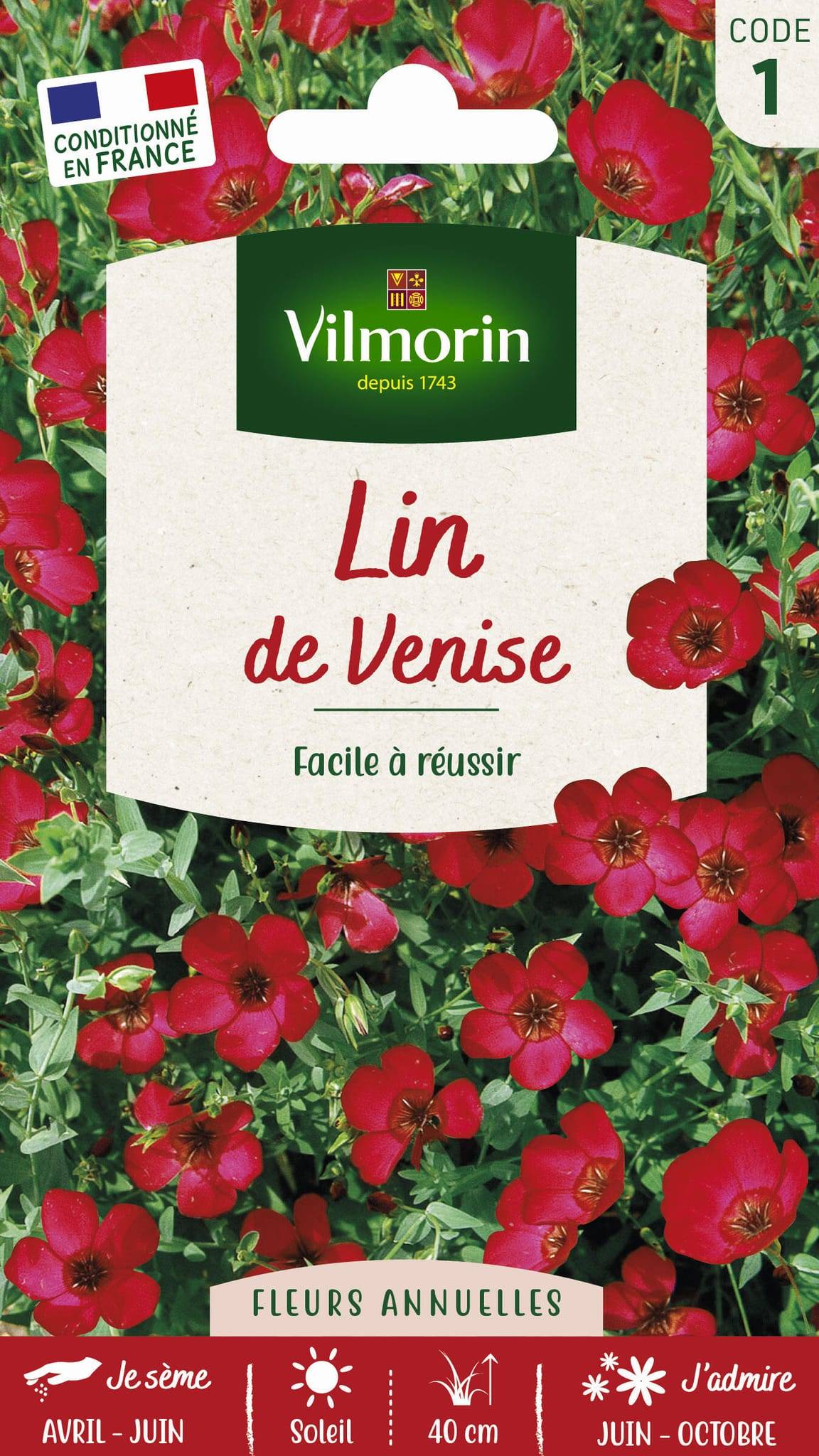 Vilmorin - Lin de venise rouge série 1 sachet graines 3 g - Vilmorin - Image 1