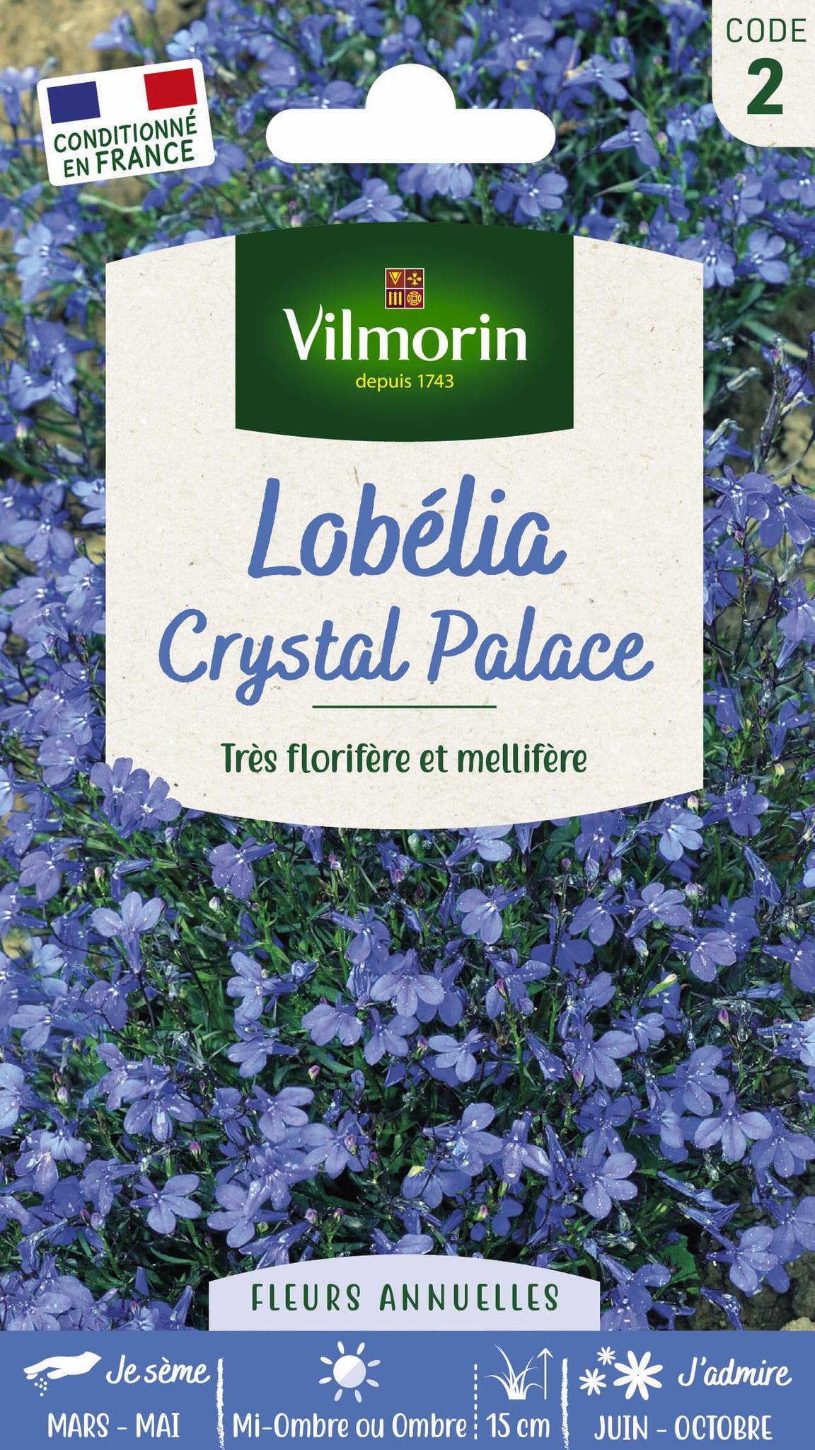 Vilmorin - Lobelia Crystal palace bleu série 2 sachet graines 0,3 g - Vilmorin - Image 1
