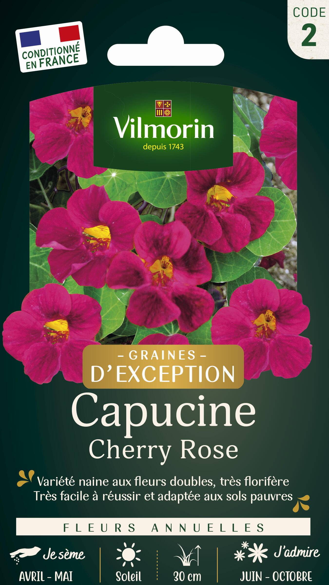Vilmorin - Capucine Cherry Rose serie 2 sachet graines 5 g - Vilmorin - Image 1