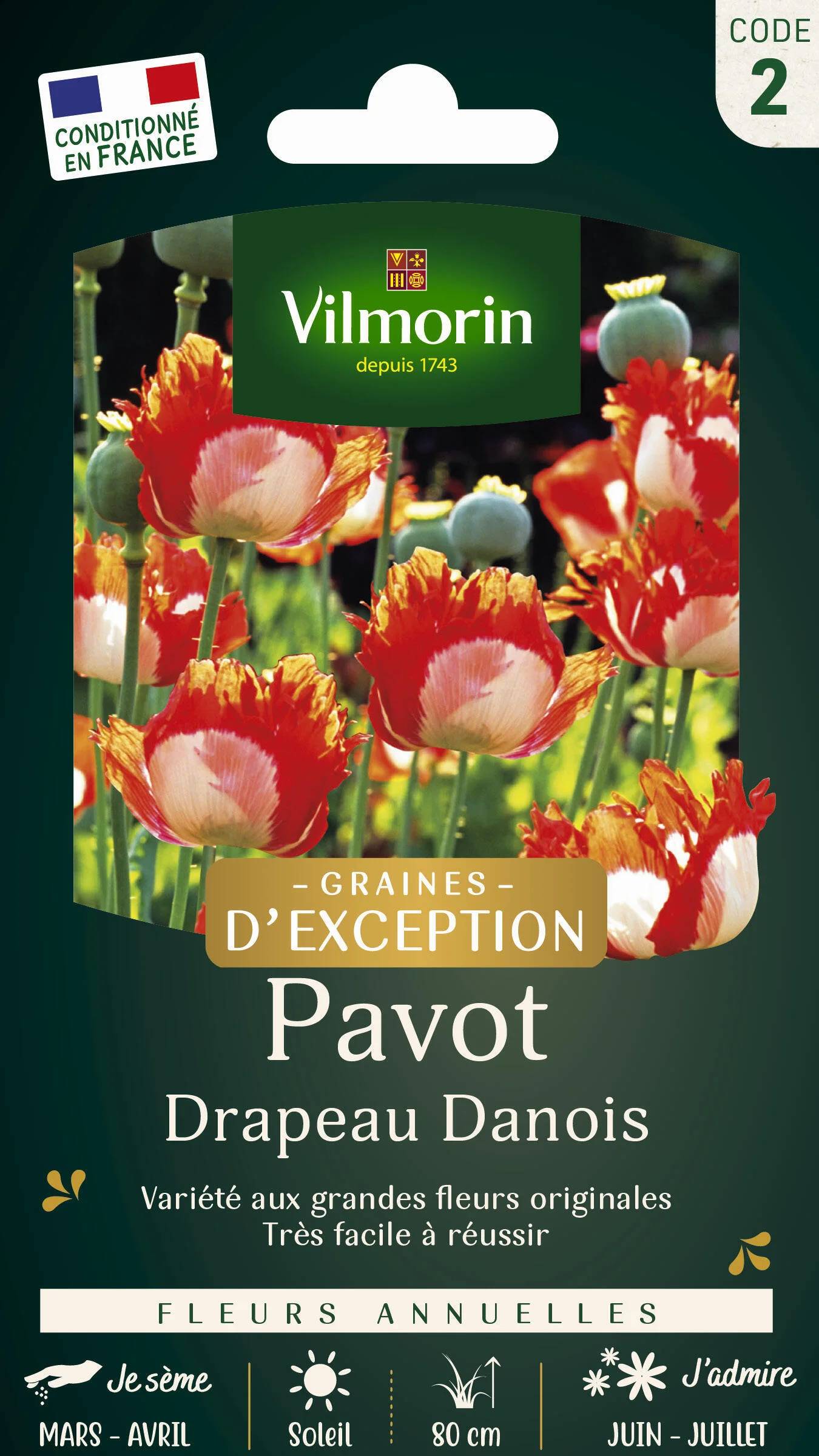 Vilmorin - Pavot Drapeau Danois serie 2 sachet graines 1 g - Vilmorin - Image 3