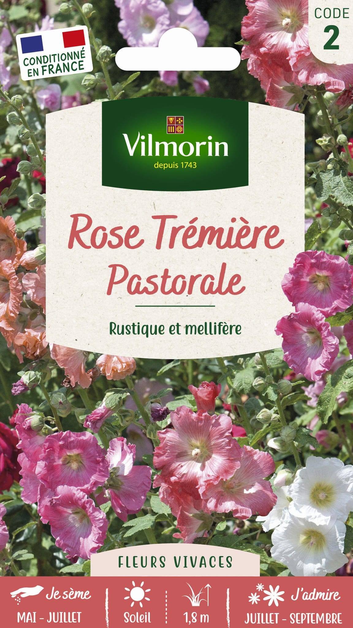 Vilmorin - Rose trémière pastorale pastel série 2 sachet graines 1 g - Vilmorin - Image 1