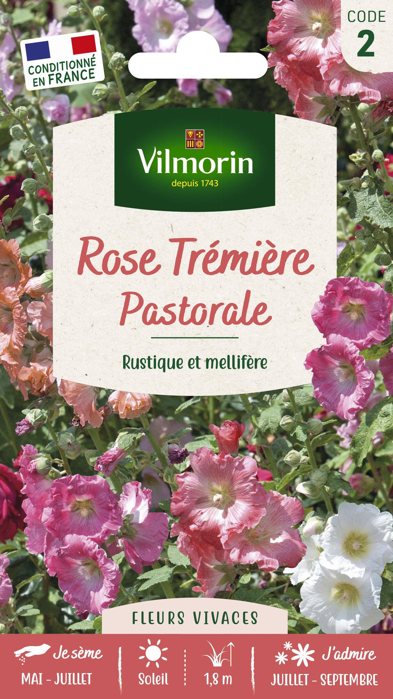 Vilmorin - Rose trémière pastorale pastel série 2 sachet graines 1 g - Vilmorin - Image 5