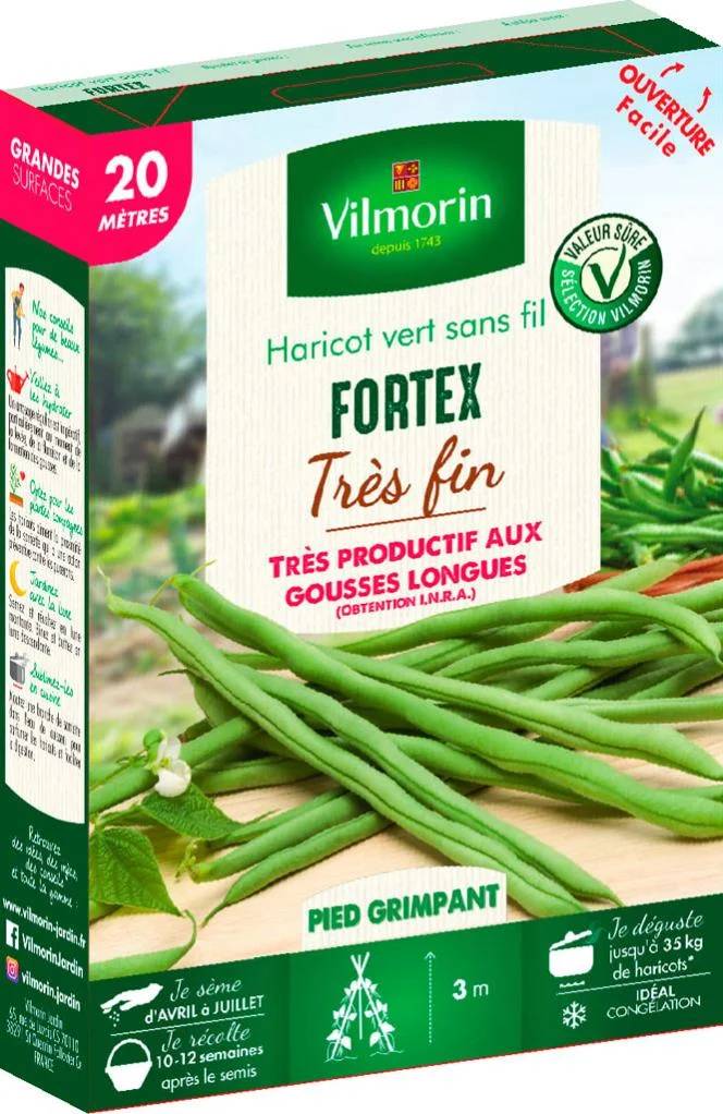 Vilmorin - Haricot Fortex mangetout obtention Inra série 20m sachet graines 102 g - Vilmorin - Image 1