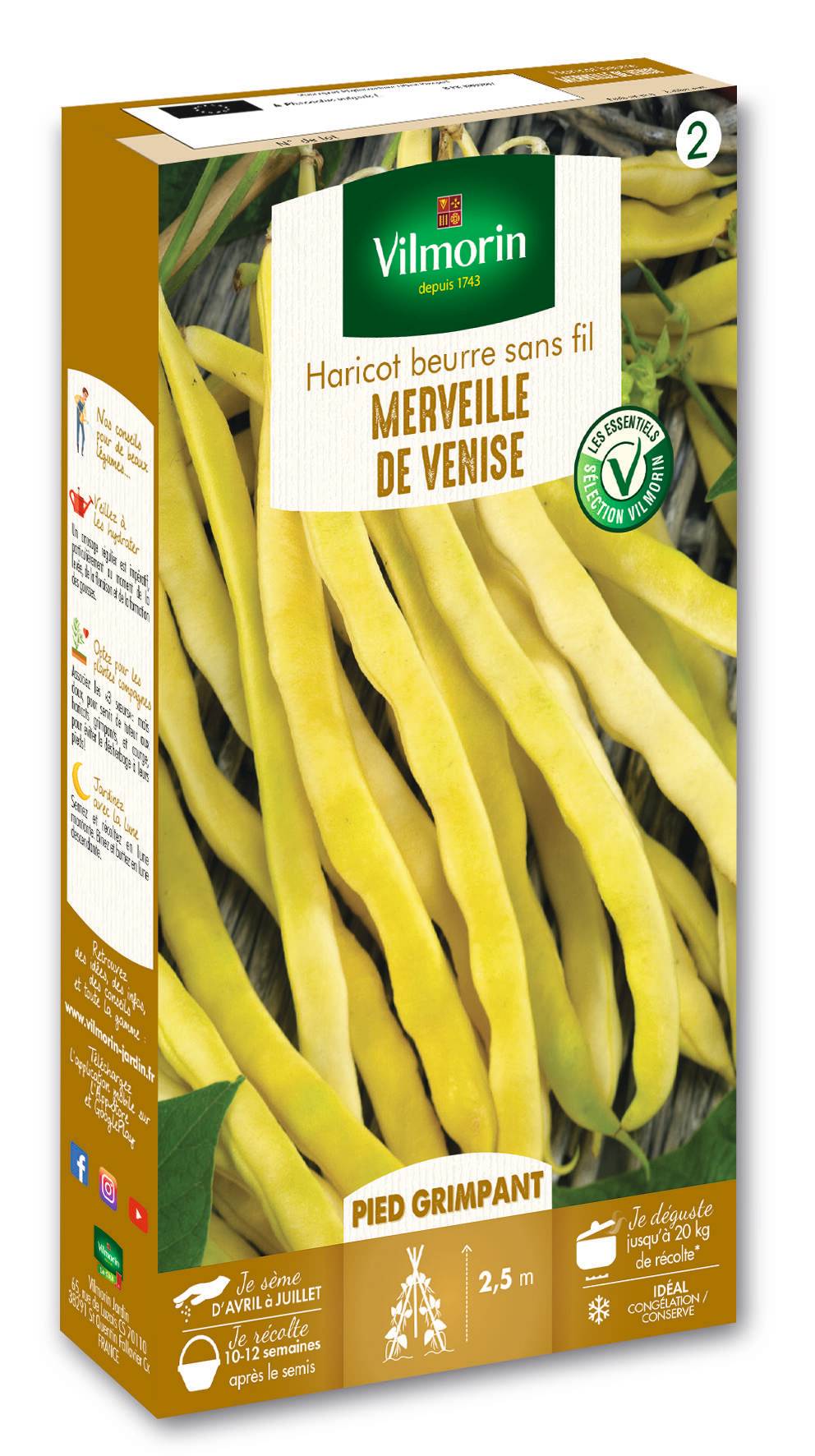Vilmorin - Haricot Grimpant Beurre Merveille de Venise serie 2 boîte graines 200 g - Vilmorin - Image 1